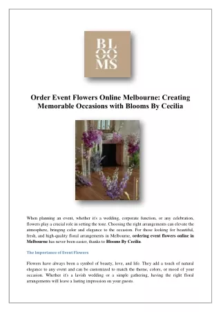 Wedding Florist Online Melbourne | Blooms By Cecilia