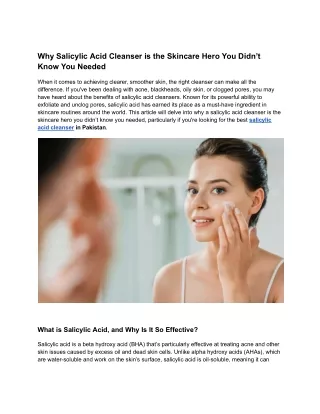Why Salicylic Acid Cleanser is the Skincare Hero You Didn’t Know You Needed