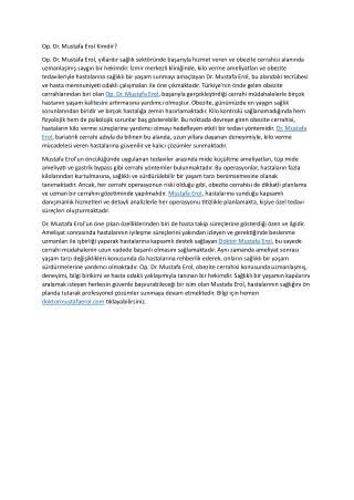 Op. Dr. Mustafa Erol Kimdir
