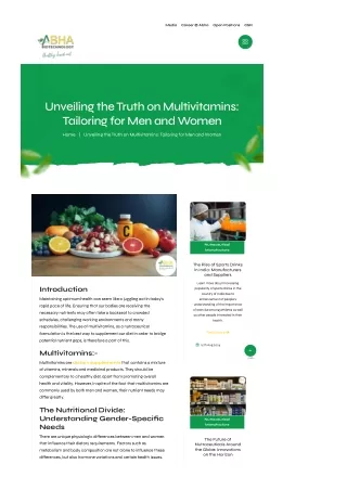 Unveiling the Truth on Multivitamins Tailoring for Men and Women