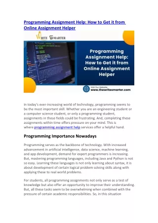 How to Get Programming Assignment Help from Online Assignment Helper