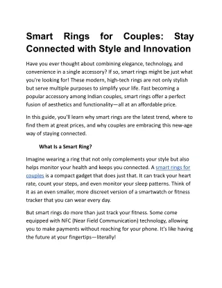 Smart Rings for Couples_ Stay Connected with Style and Innovation