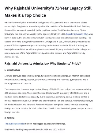 Why Rajshahi University’s 71-Year Legacy Still Makes it a Top Choice