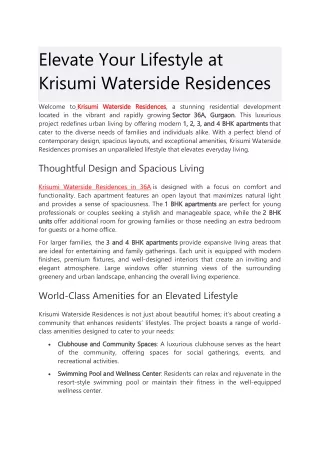 Elevate Your Lifestyle at Krisumi Waterside Residences