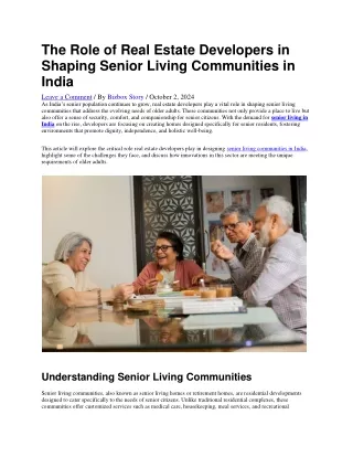 The Role of Real Estate Developers in Shaping Senior Living Communities in India