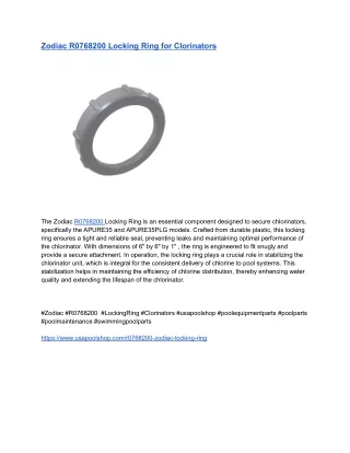 Zodiac R0768200 Locking Ring for Clorinators