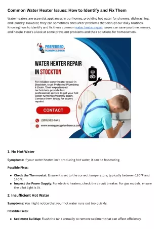 Common Water Heater Issues How to Identify and Fix Them