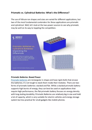 Prismatic vs. Cylindrical Batteries What's the Difference
