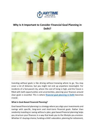 Why Is It Important to Consider Financial Goal Planning in Delhi?