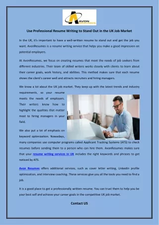 Use Professional Resume Writing to Stand Out in the UK Job Market