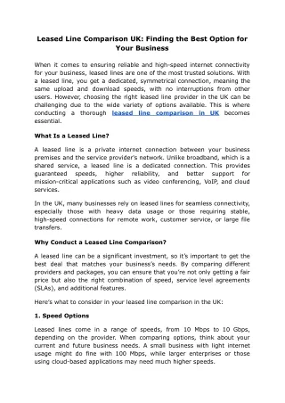 Leased Line Comparison UK_ Finding the Best Option for Your Business