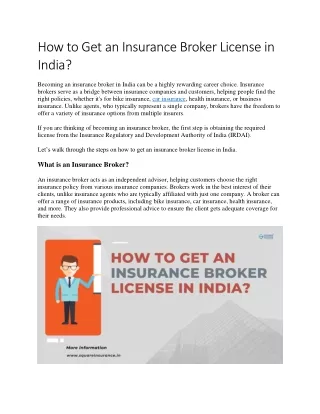 How to Get an Insurance Broker License in India