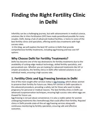 Finding the Right Fertility Clinic in Delhi