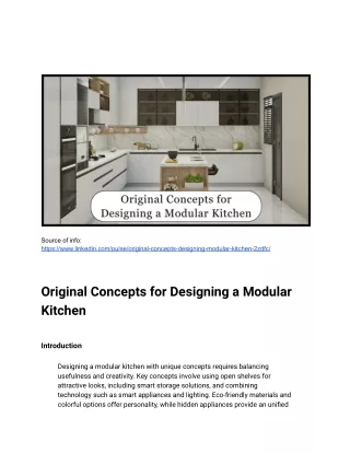 Original Concepts for Designing a Modular Kitchen