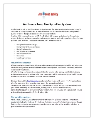 Antifreeze Loop Fire Sprinkler System