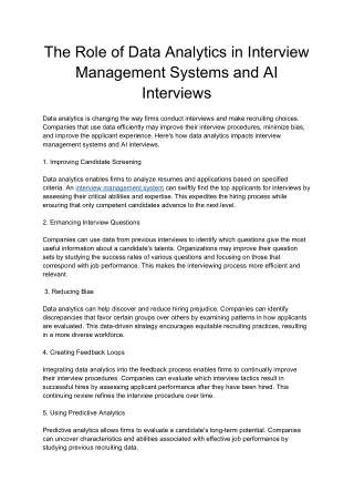 The Role of Data Analytics in Interview Management Systems and AI Interviews