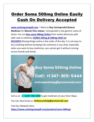 Order Soma 500mg Online Easily Cash On Delivery Accepted