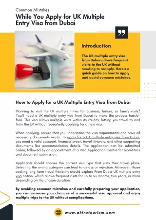 Common Mistakes While You Apply for UK Multiple Entry Visa from Dubai