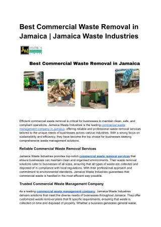 Commercial Waste Removal Servicein Jamaica