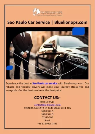 Sao Paulo Car Service  Bluelionops.com