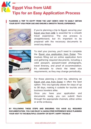 Egypt Visa from UAE: Tips for an Easy Application Process