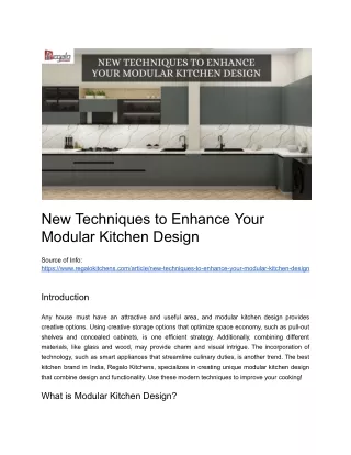 New Techniques to Enhance Your Modular Kitchen Design