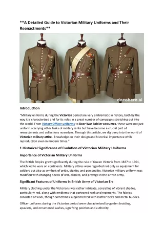 **A Detailed Guide to Victorian Military Uniforms and Their Reenactments**