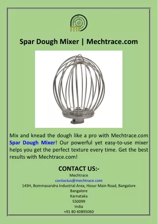 Spar Dough Mixer  Mechtrace.com