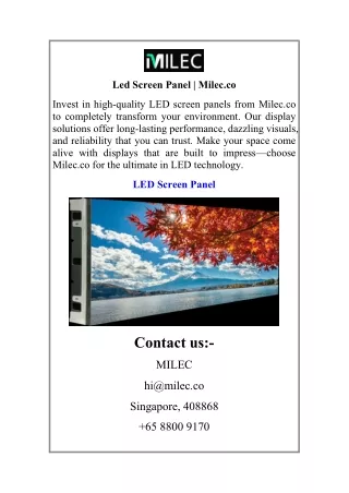 Led Screen Panel  Milec.co