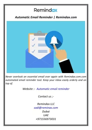 Automatic Email Reminder  Remindax.com