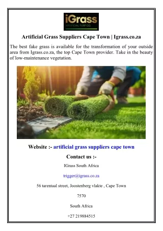 Artificial Grass Suppliers Cape Town   Igrass.co.za