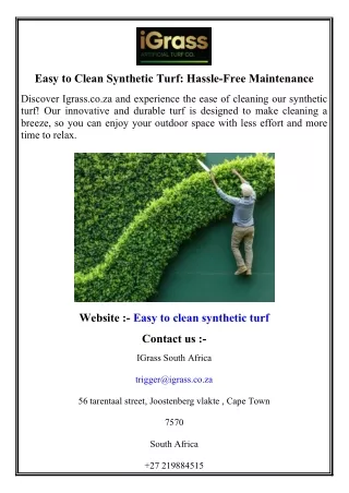 Easy to Clean Synthetic Turf  Hassle-Free Maintenance