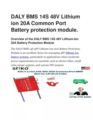 DALY BMS 14S 48V Lithium ion 20A Common Port Battery protection module 4