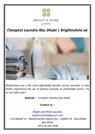 Cheapest Laundry Abu Dhabi  Brightnshine.ae