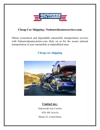 Cheap Car Shipping  Nationwideautocarriers