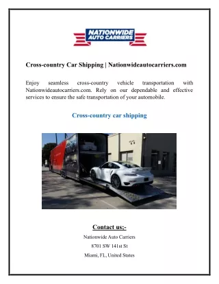 Cross-country Car Shipping  Nationwideautocarriers