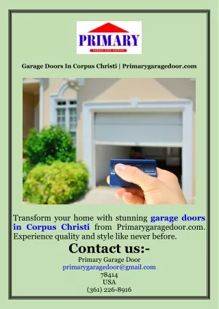 Garage Doors In Corpus Christi  Primarygaragedoor.com