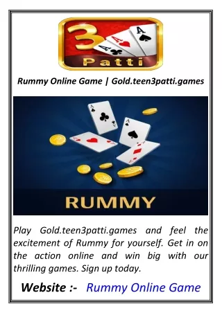 Rummy Online Game  Gold.teen3patti.games