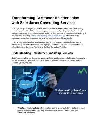 Transforming Customer Relationships with Salesforce Consulting Services