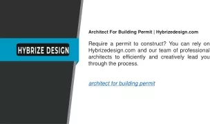 Architect For Building Permit Hybrizedesign.com