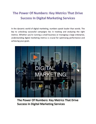 Key Metrics That Drive Success In Digital Marketing Services