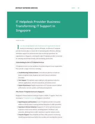 IT Helpdesk Provider Business Transforming IT Support in Singapore