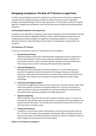 Navigating Compliance: The Role of IT Services in Legal Firms