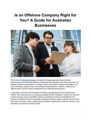 Is an Offshore Company Right for You A Guide for Australian Businesses