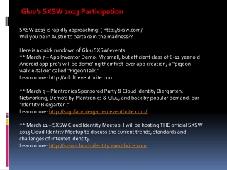 Gluu’s SXSW 2013 Participation