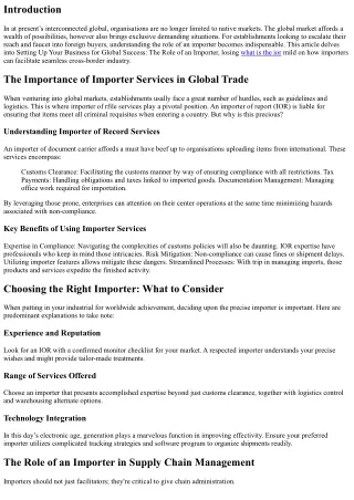 Setting Up Your Business for Global Success: The Role of an Importer