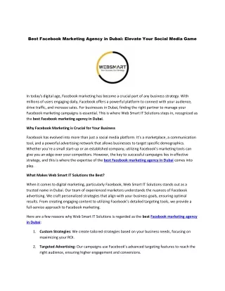 Best Facebook Marketing Agency in Dubai - Elevate Your Social Media Game
