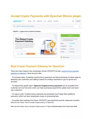 Accept Crypto Payments with OpenCart Bitcoin plugin