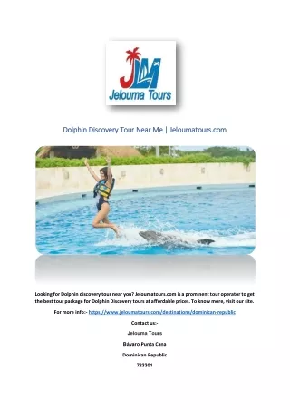 Dolphin Discovery Tour Near Me | Jeloumatours.com