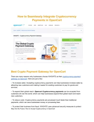 How to Seamlessly Integrate Cryptocurrency Payments in OpenCart